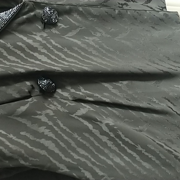 D'ore Silk Vintage Grey Animal Print Abstract Sequins Collar Blazer 6 - Picture 9 of 13